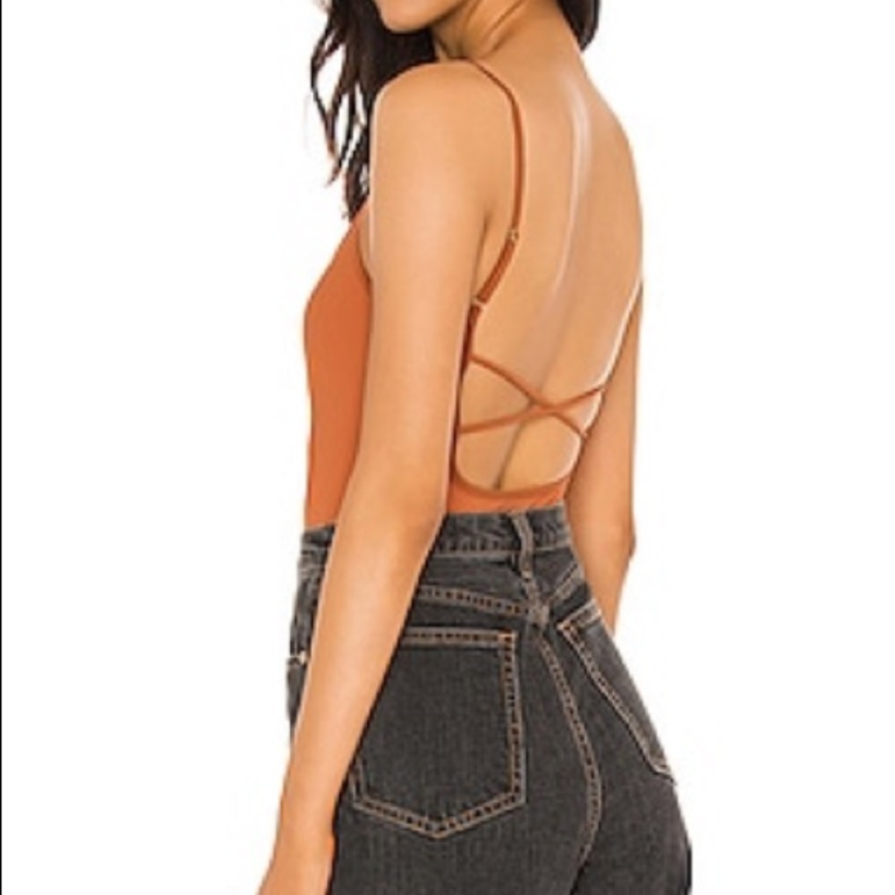 Free People Strappy Basique Bodysuit in Camel